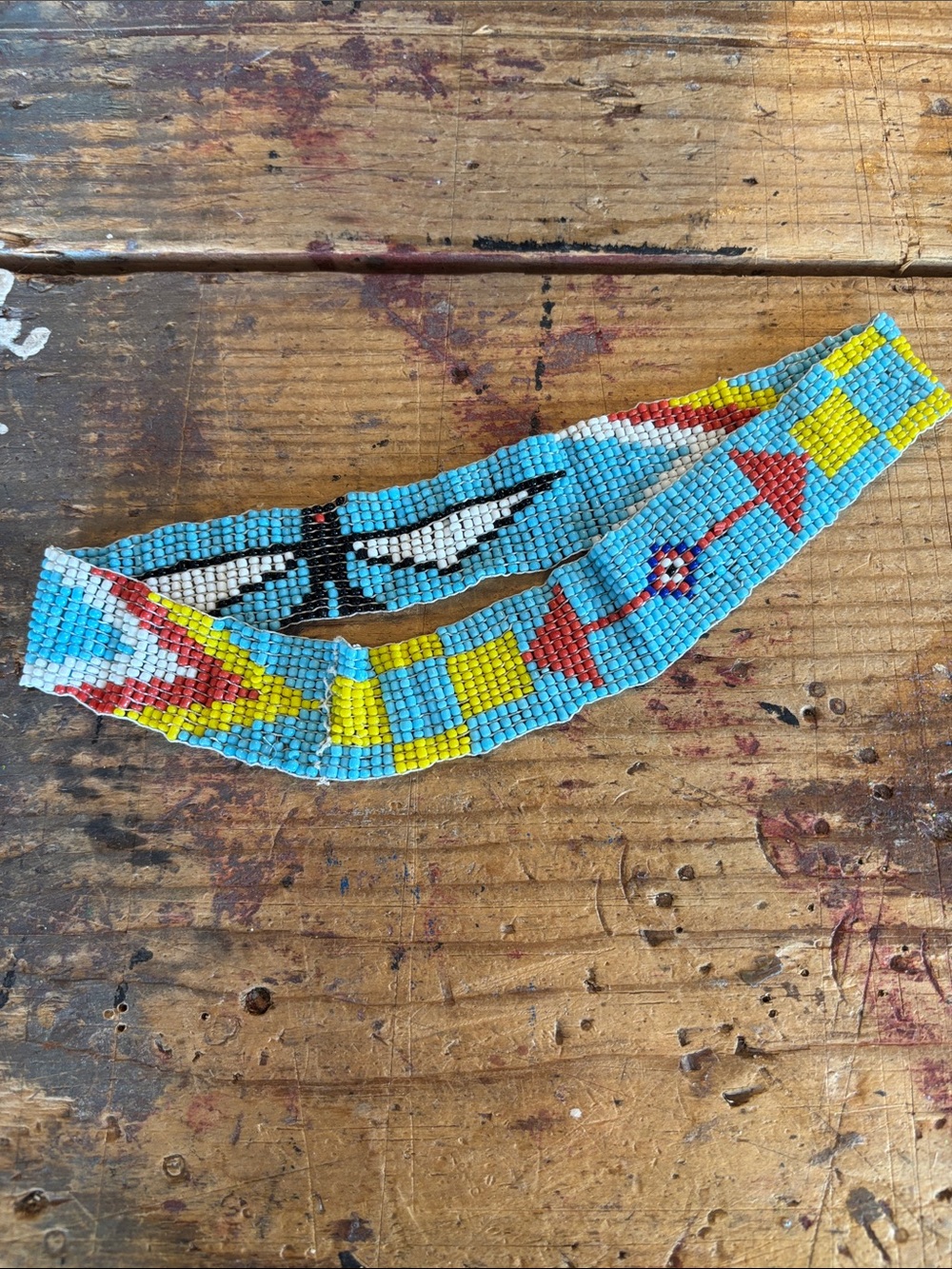 Beaded Headband strechy Native American Indian Artistry Hand Made Thunderbird - Picture 2 of 2